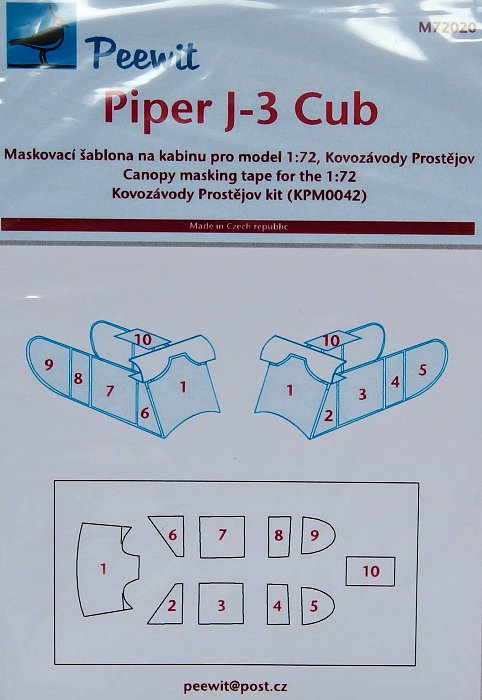 1/72 Canopy mask Piper J-3 Cub (KPM)