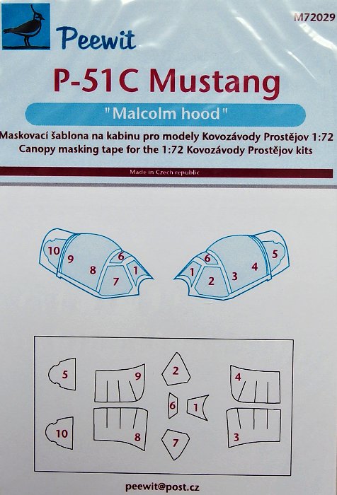 1/72 Canopy mask P-51C/Mustang Mk.III Malcolm (KP)