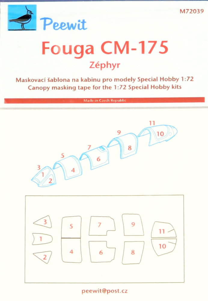 1/72 Canopy mask Fouga CM-175 (SP.HOBBY)