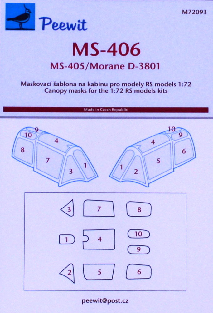 1/72 Canopy mask MS-406/Morane D-3801 (RS)