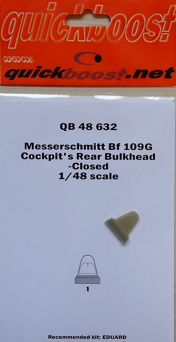 1/48 Bf 109G cockpit's rear bulkhead closed (EDU)