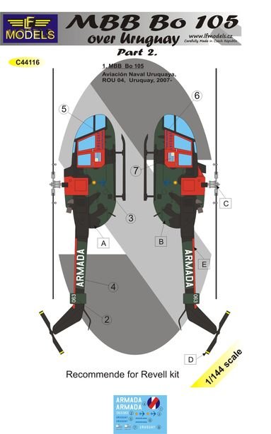 1/144 Decals MBB Bo 105 over Uruguay (REV) Part 2