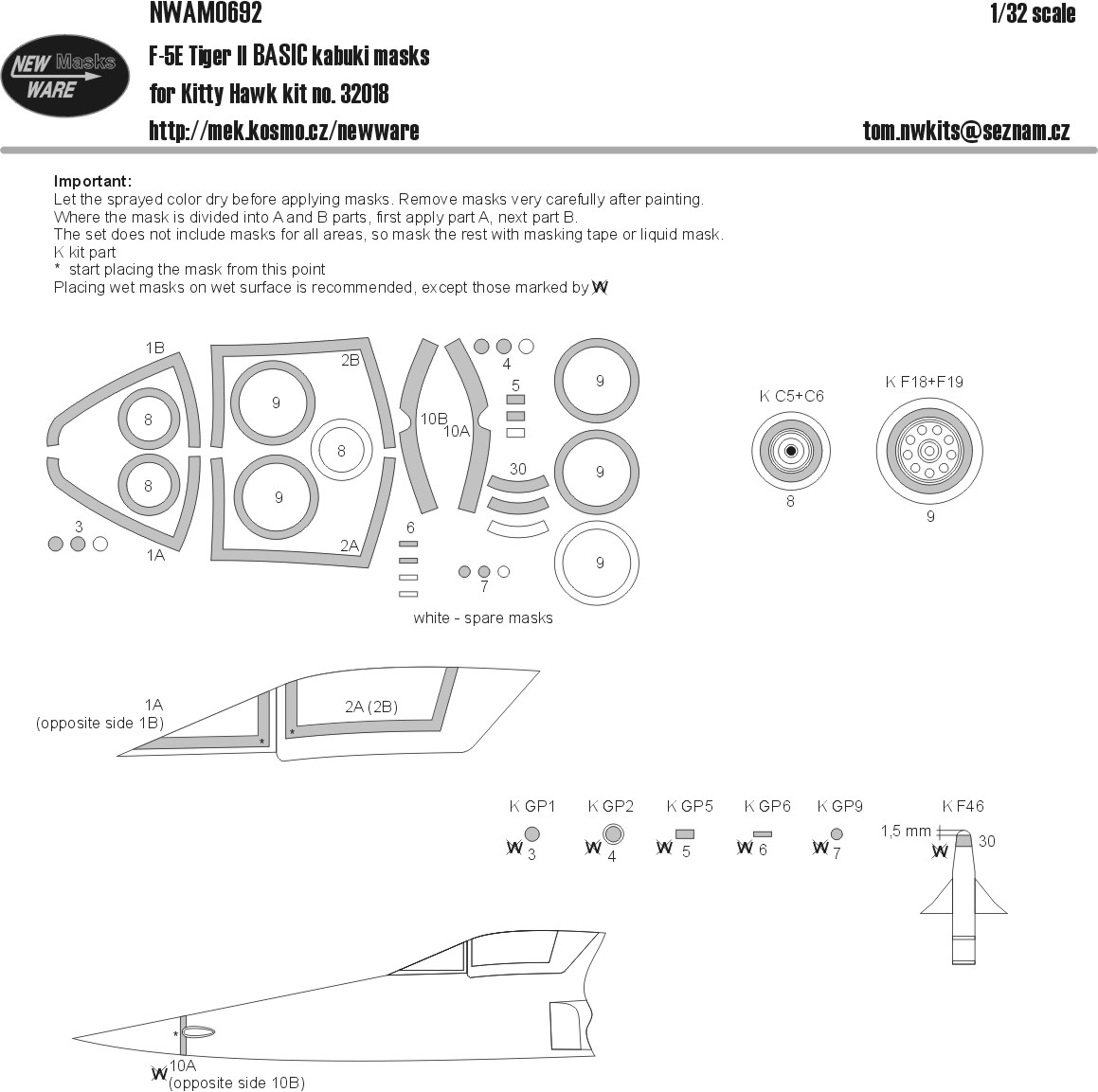 1/32 Mask F-5E Tiger II BASIC (KITTYH 32018)