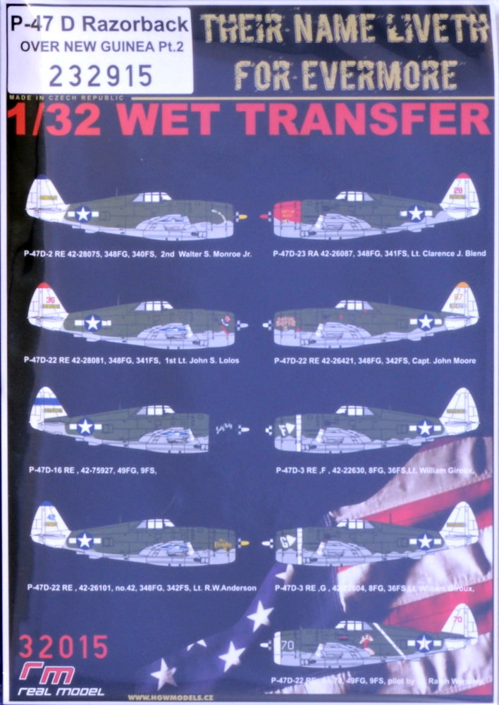 1/32 Decals P-47 D Razorback Over New Guinea Pt.2