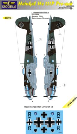 1/144 Decals Heinkel He 111P Pre-war (MINI)