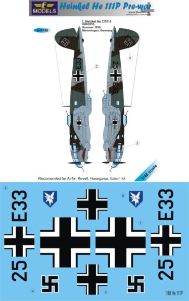 1/48 Decals Heinkel He 111P Pre-war (AIR,REV,HAS)