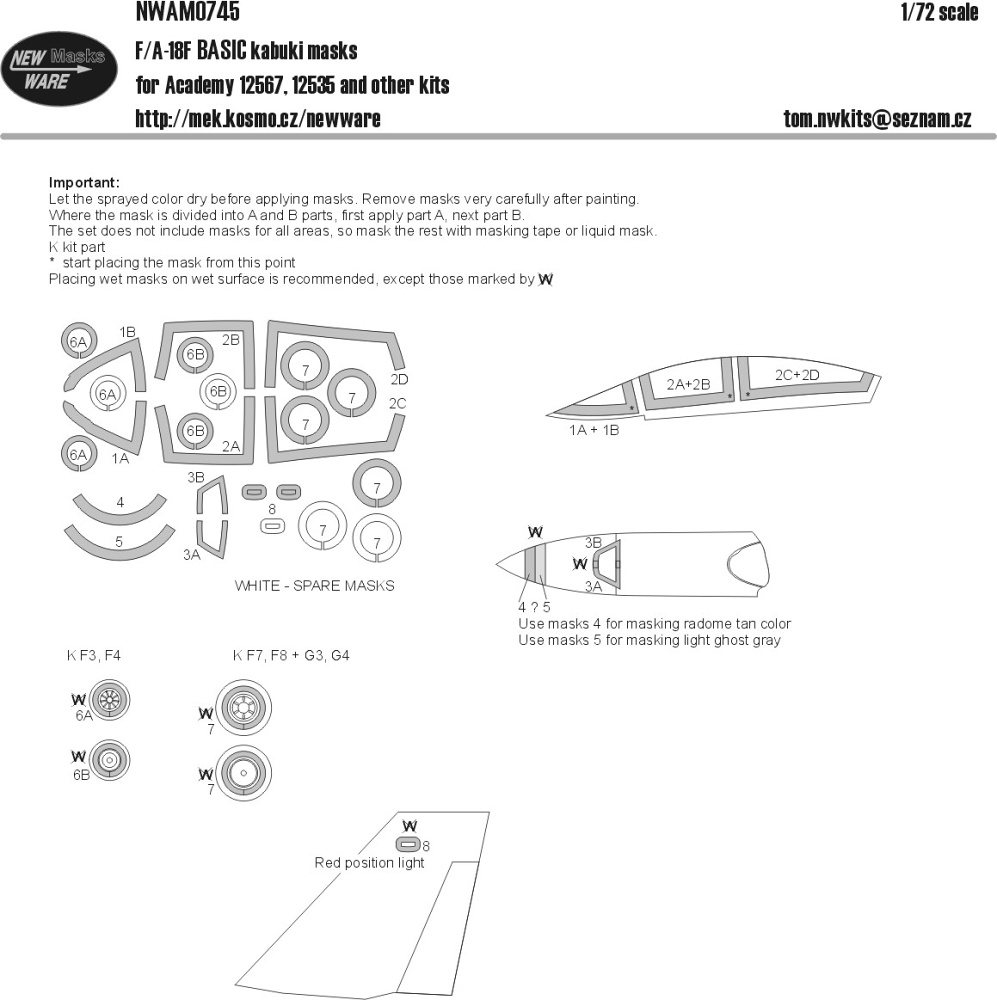 1/72 Mask F/A-18F BASIC (ACAD 12567,12535)