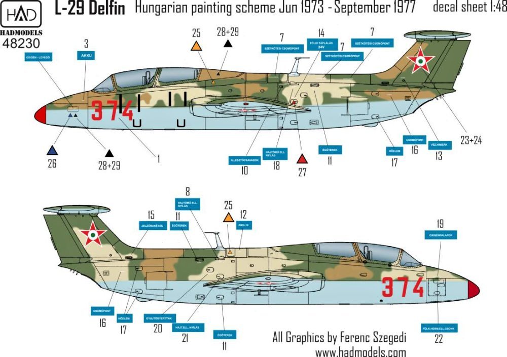 1/48 Decal L-29 in Hungarian Service