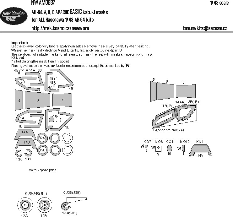 1/48 Mask AH-64 A,D,E Apache BASIC (HAS)