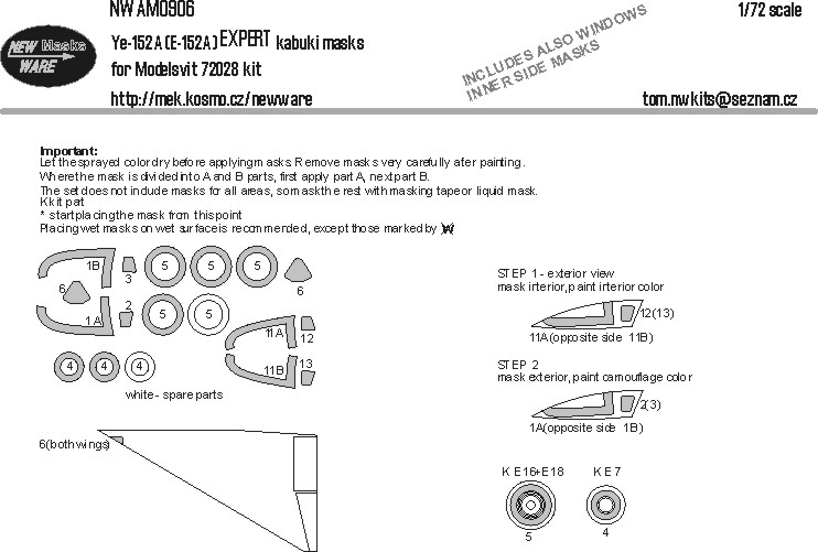 1/72 Mask Ye-152A (E-152A) EXPERT (MSVIT 72028)