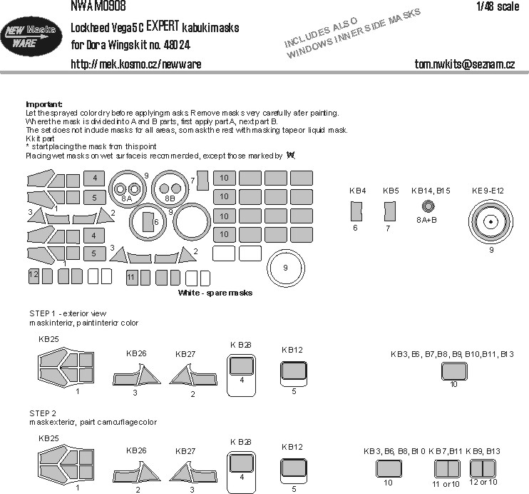 1/48 Mask Lockheed Vega 5C EXPERT (DORA W.)