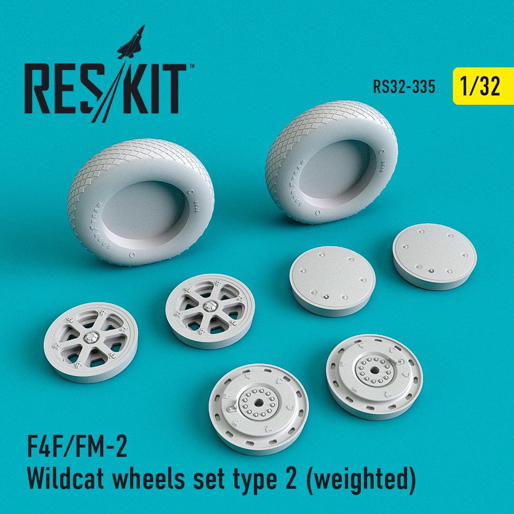 1/32 F4F/FM-2 Wildcat wheels set type 2 (weighted)