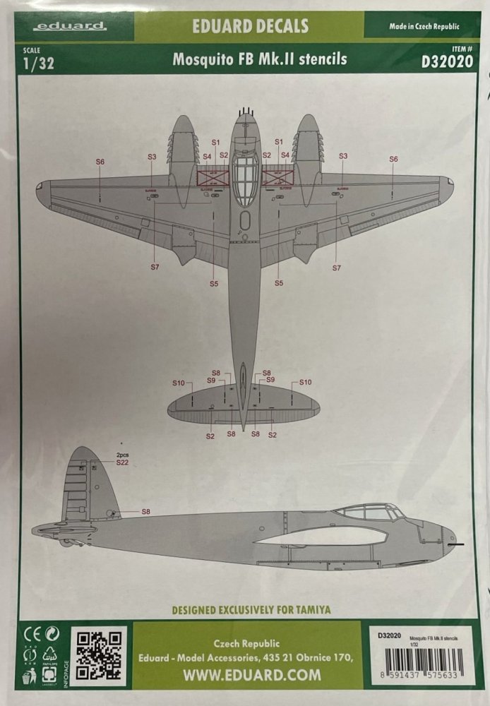 1/32 Decals Mosquito FB Mk.II stencils (TAM)