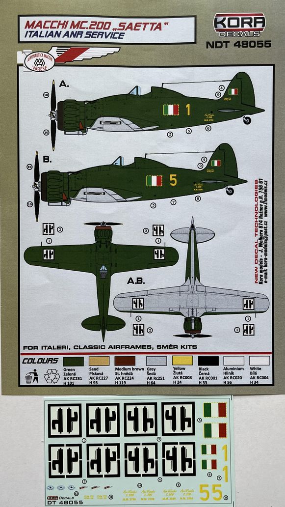 1/48 Decals MC.200 Saetta Italian ANR Service