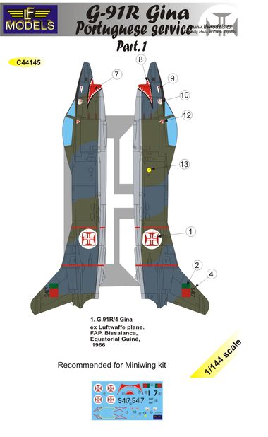 1/144 Decals G-91R Gina Portuguese service Pt.I