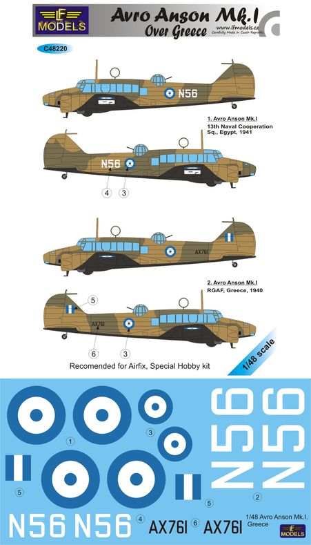 1/48 Decals Avro Anson Mk.I over Greece