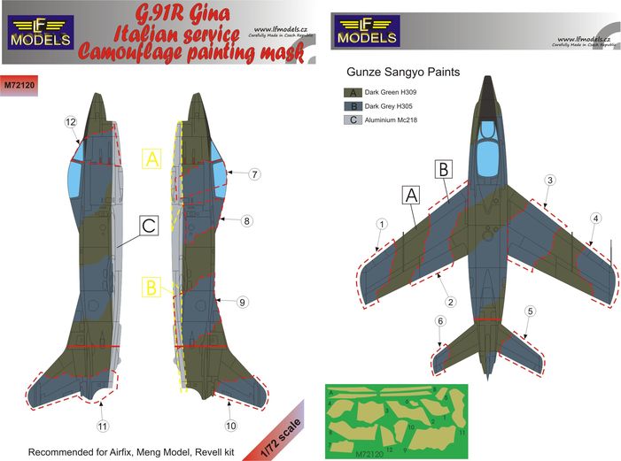 1/72 Mask G.91R Gina Italian service Camouflage