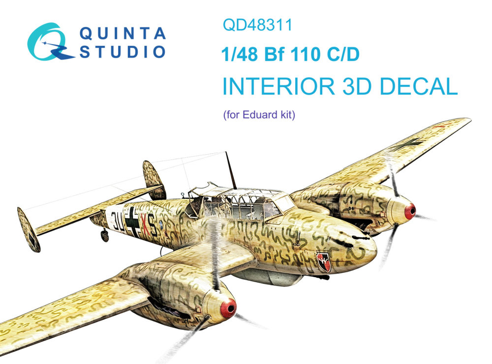 1/48 Bf 110C/D 3D-Printed&col. Interior (EDU)