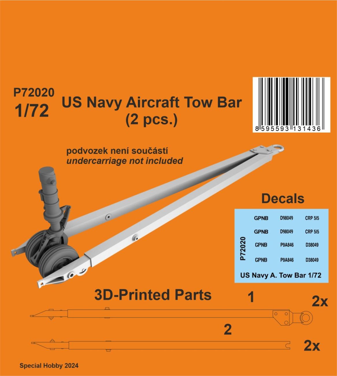 1/72 US Navy Aircraft Tow Bar (2 pcs.) 3D-Printed