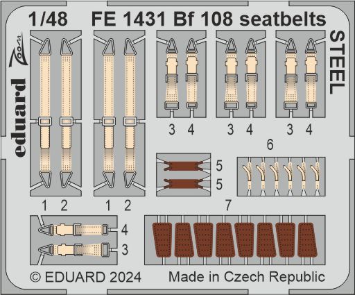 1/48 Bf 108 seatbelts STEEL (EDU)