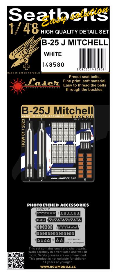 1/48 Seatbelts B-25J Mitchell white (laser)