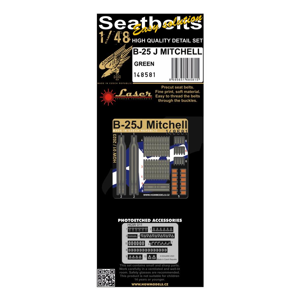 1/48 Seatbelts B-25J Mitchell green (laser)