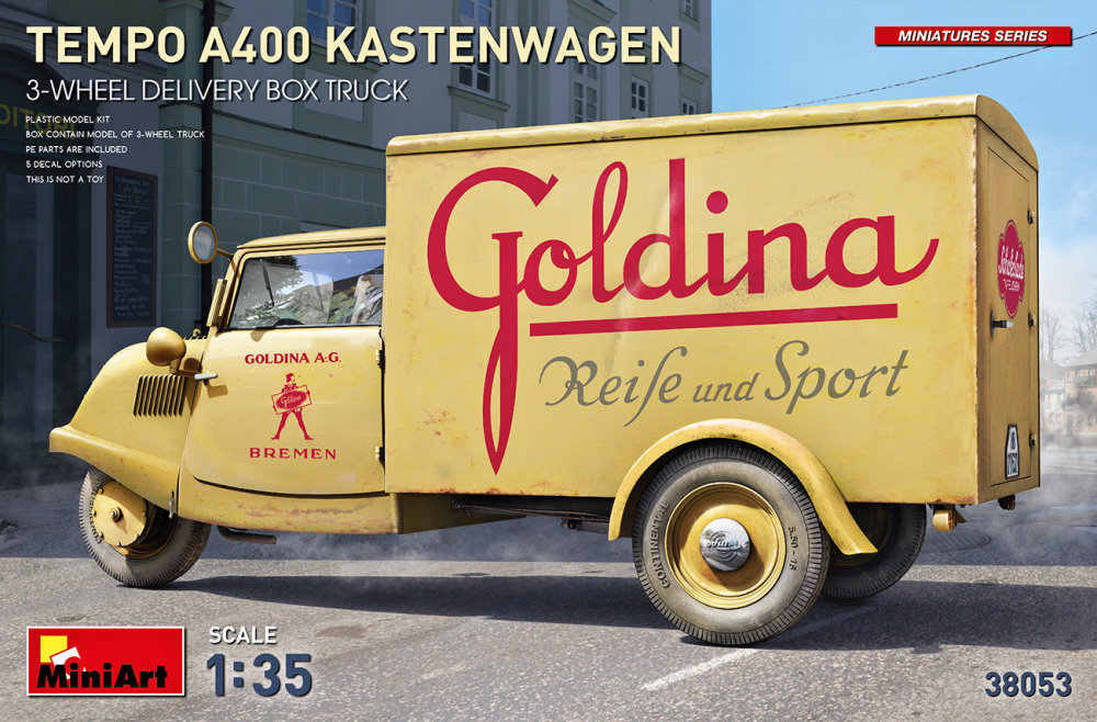 1/35 Tempo A400 Kastenwagen 3-Wheel Del.Box Truck