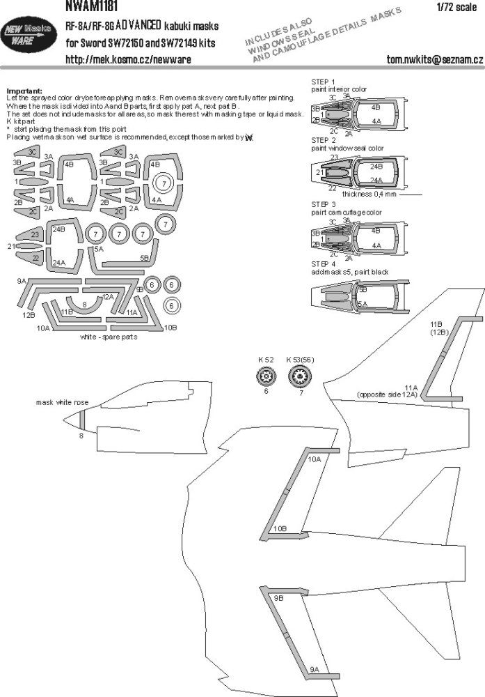 1/72 Mask RF-8A/RF-8G ADVANCED (SW 72149/72150)