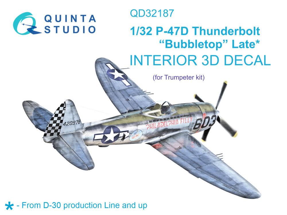 1/32 P-47D Thunderbolt Bubbletop Late 3D&col.Int.