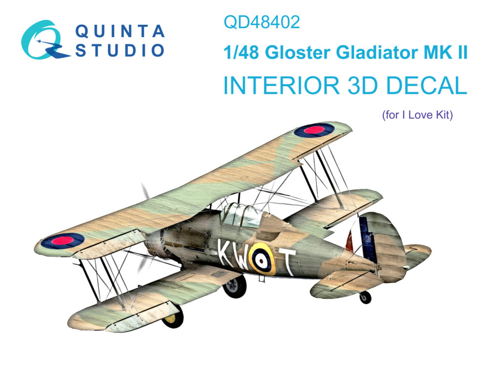 1/48 Gloster Gladiator MKII 3D-Print.&col.Interior