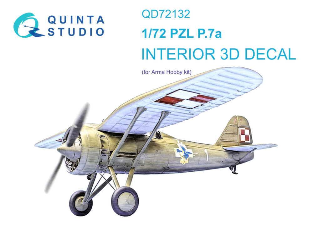 1/72 PZL P.7a 3D-Print.&col.Interior (ARMA H.)