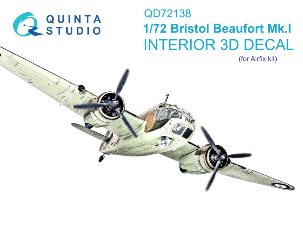 1/72 Bristol Beaufort Mk.I 3D-Print.&col.Interior 