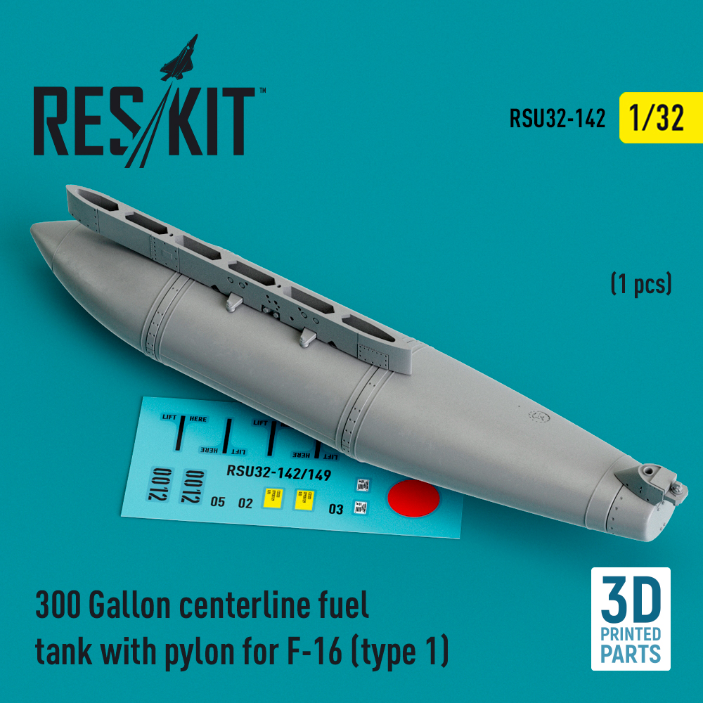 1/32 300 Gal.centerl.fuel tank w/ pyl. F-16 type 1