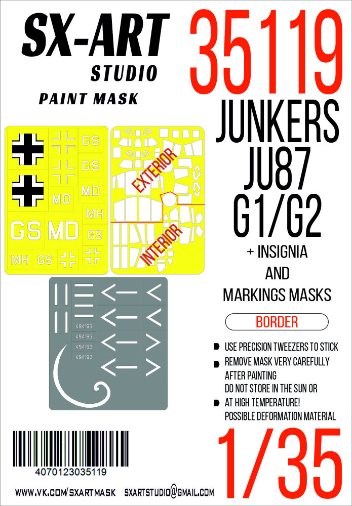 1/35 Paint mask Ju-87 G1/G2 (BORDER) MAX insignia