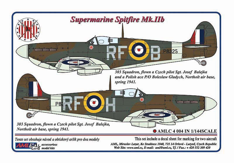 1/144 Decals 303 th Squadron RAF,S.Spitfire Mk.IIb