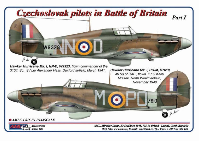 1/144 Decals Czechoslovak pilots in Battle of Brit