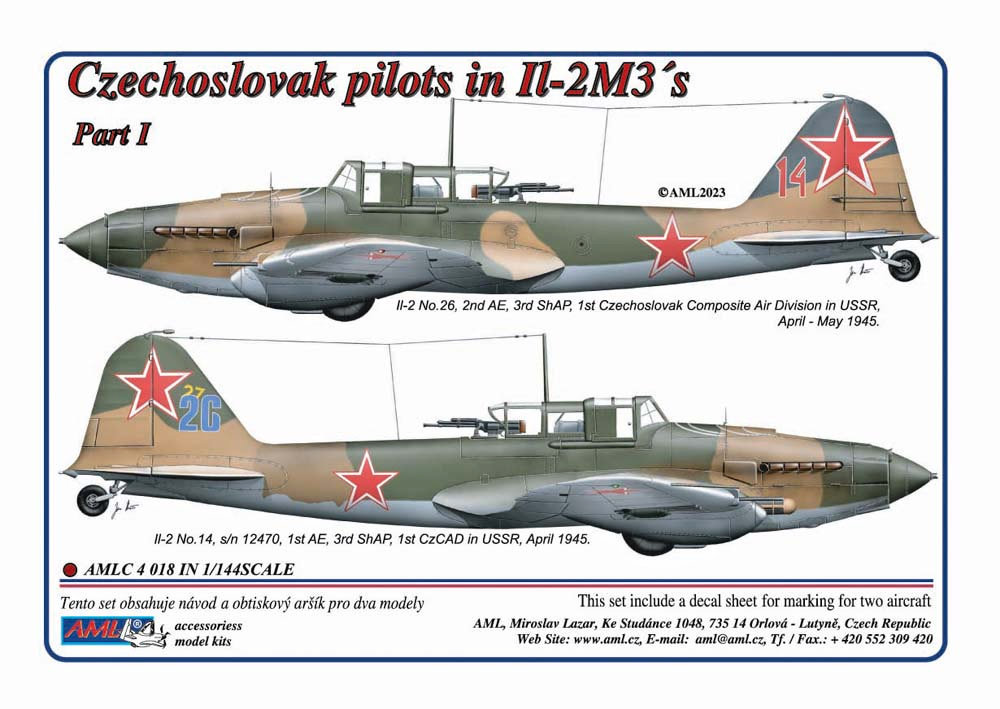 1/144 Decals Czechoslovak pilots in Il-2M3's, Part