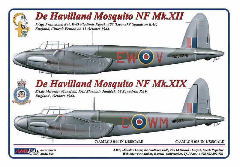 1/48 Decals Mosquito NFXII/NFXIX (307Sq RAF&68Sq)