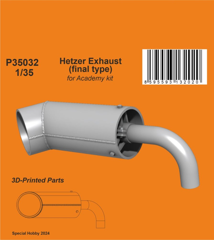 1/35 Hetzer Exhaust - final type (ACAD) 3D-Print