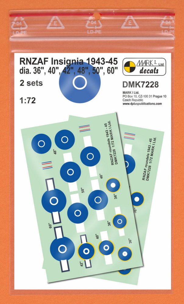 1/72 Decals RNZAF Insignia 1943-45 (2 sets)