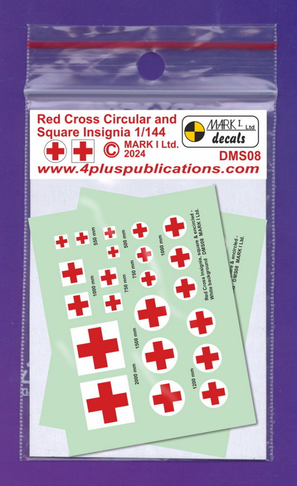 1/144 Decals Red Cross Circular & Square Insignia