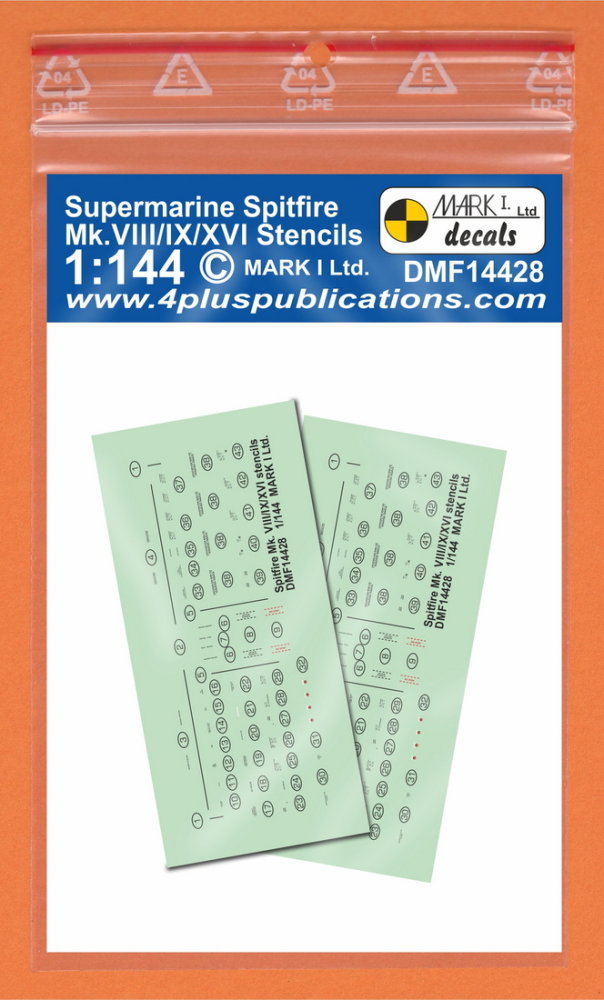 1/144 Decals S.Spitfire Mk.VIII/IX/XVI Stencils