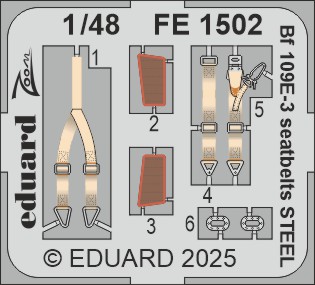 1/48 Bf 109E-3 seatbelts STEEL (HOBBYB)