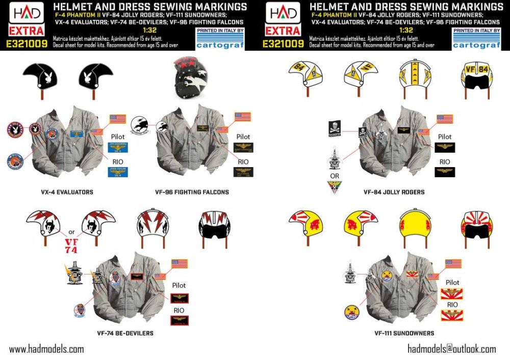 1/32 F-4 Phantom II Patches & helmet markings