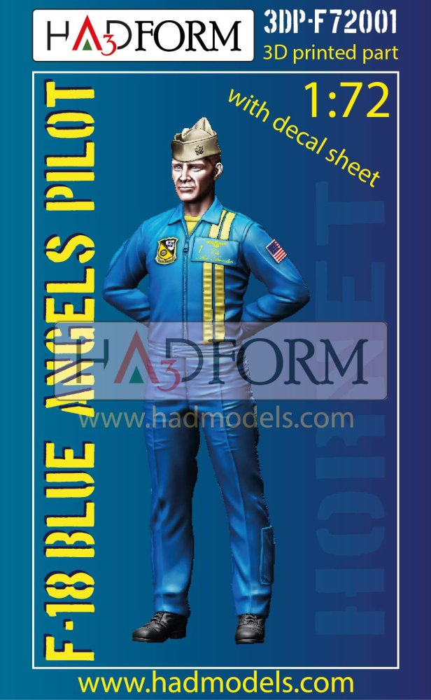 1/72 F-18 Blue Angels Pilot (3D-Printed w/ decal)