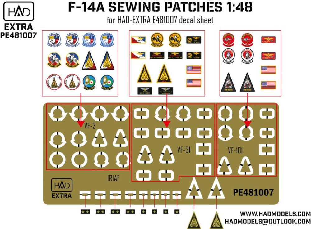 1/48 F-14A Sewing Patches (PE set) Vol.2