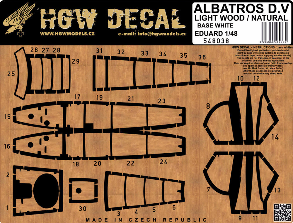 1/48 Decals Albatros D.V Lt.Wood/Natural (b.white)