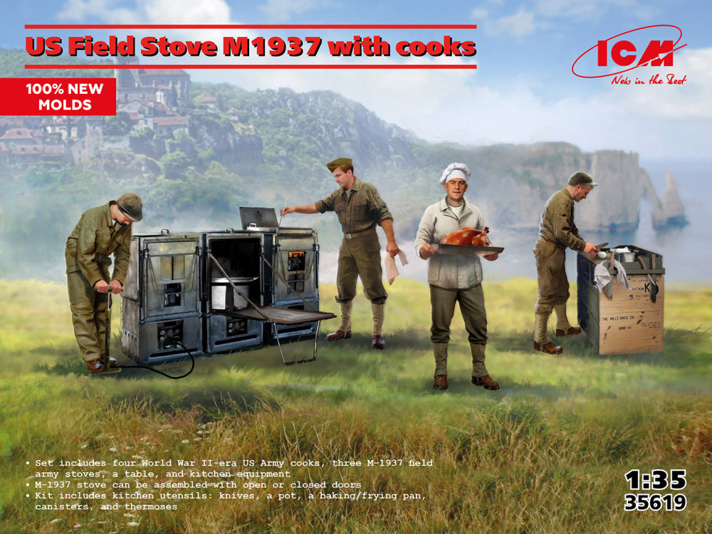 1/35 US Field Stove M-1937 with cooks