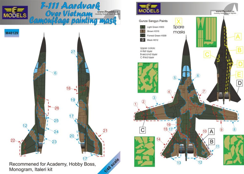 1/48 Mask F-111 Aardvark o.Vietnam Camo Painting