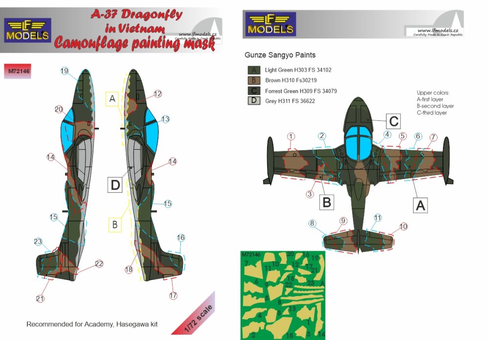 1/72 Mask A-37 Dragonfly in Vietnam Camo Painting